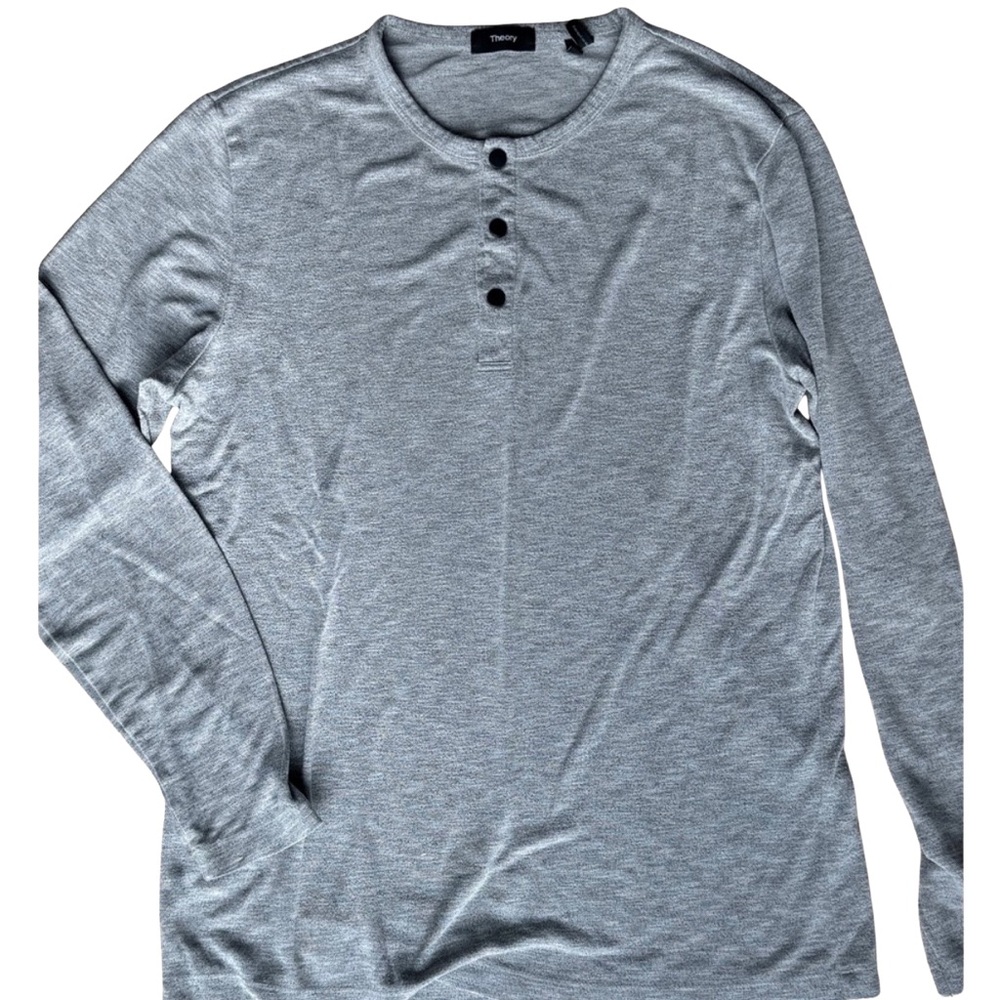 Theory Light Gray Long Sleeve Men's Tee